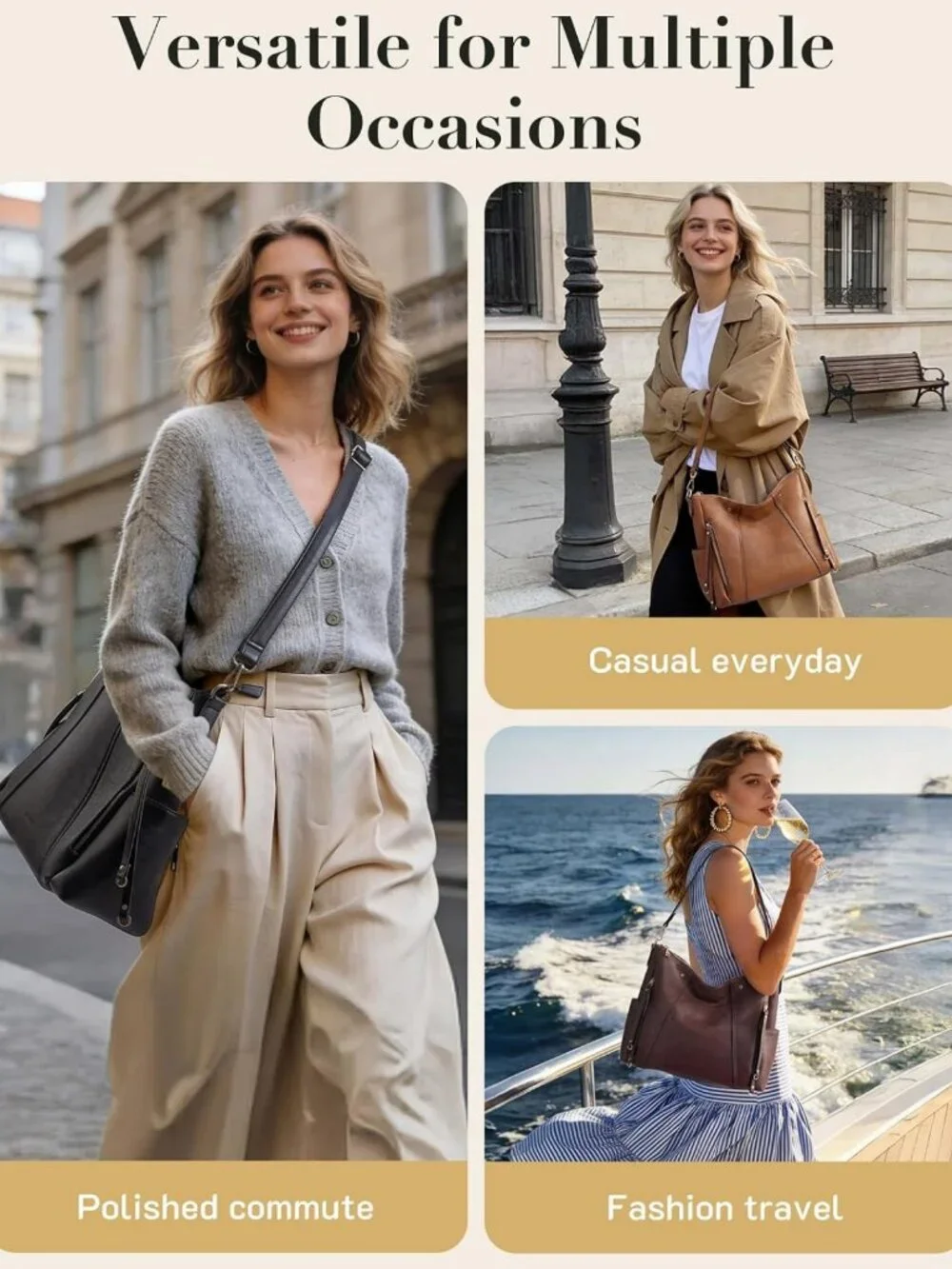 Stylish Vegan Leather Hobo Bag for Women | Versatile Crossbody Tote with